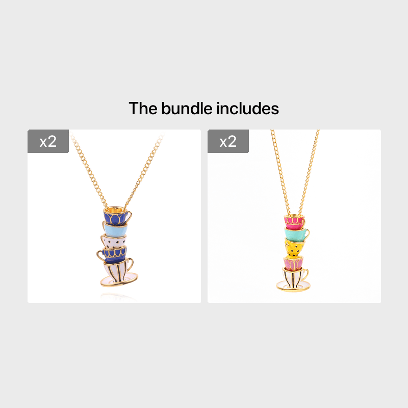 Enamel Glaze Tea Cup Long Sweater Necklace